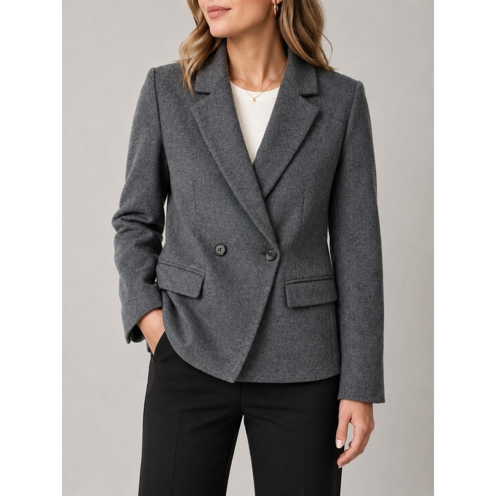 J.Crew Blazer Women 6T Gray Double Breasted Wool Blend Tall Business Career